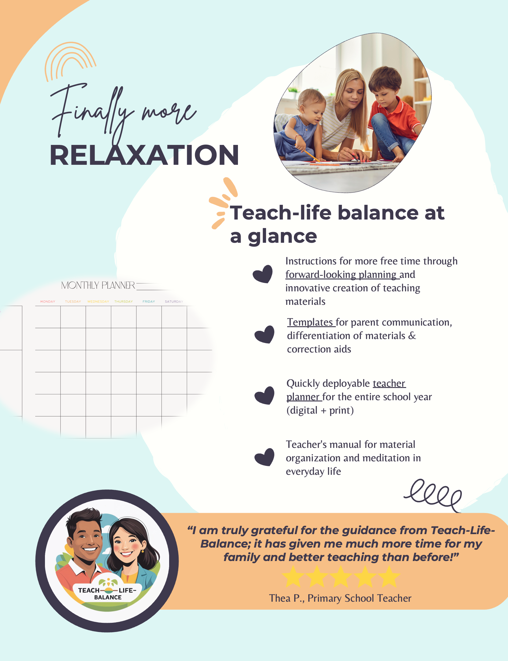 Teach-Life-Balance: The Complete Time-Saving Course for Teachers (incl. Planner, Guides & Templates)