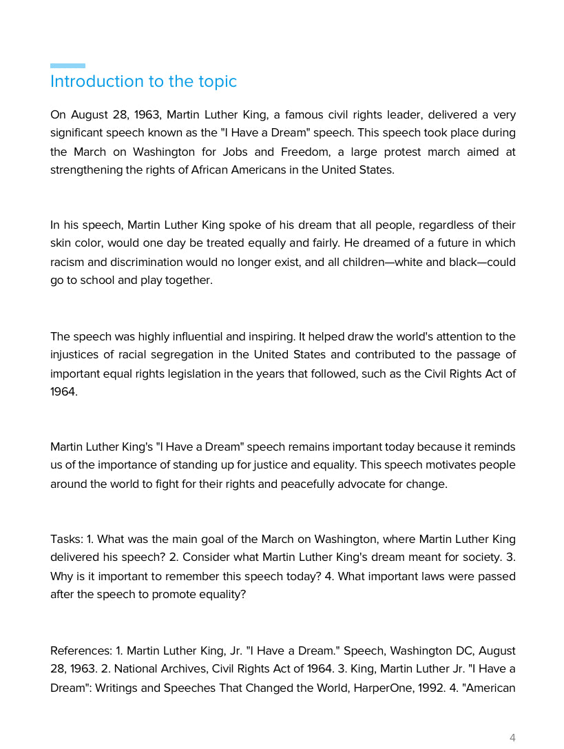 “I Have a Dream” Speech – Rhetoric, Civil Rights & Equality | Martin Luther King Jr. Analysis Workbook | GRADE 5–9