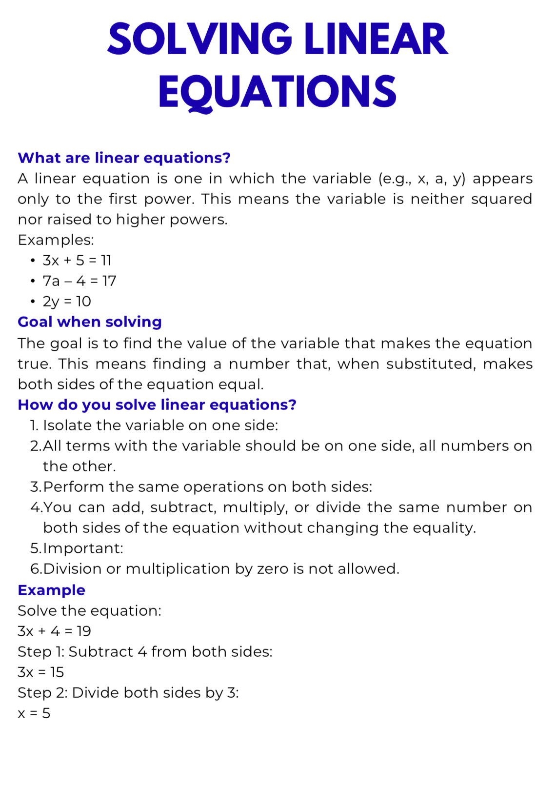 Algebra – Equations and Inequalities | Foundations Workbook for Problem Solving | GRADE 5–9