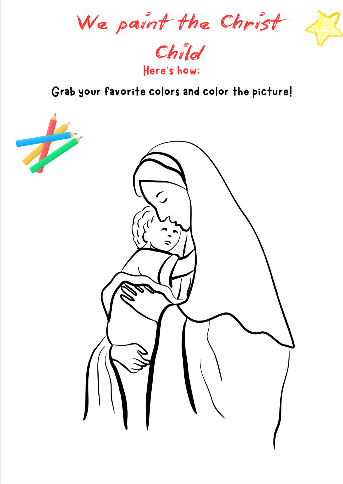 Christmas Craft: Paint the Christ Child – Printable Art for K–4