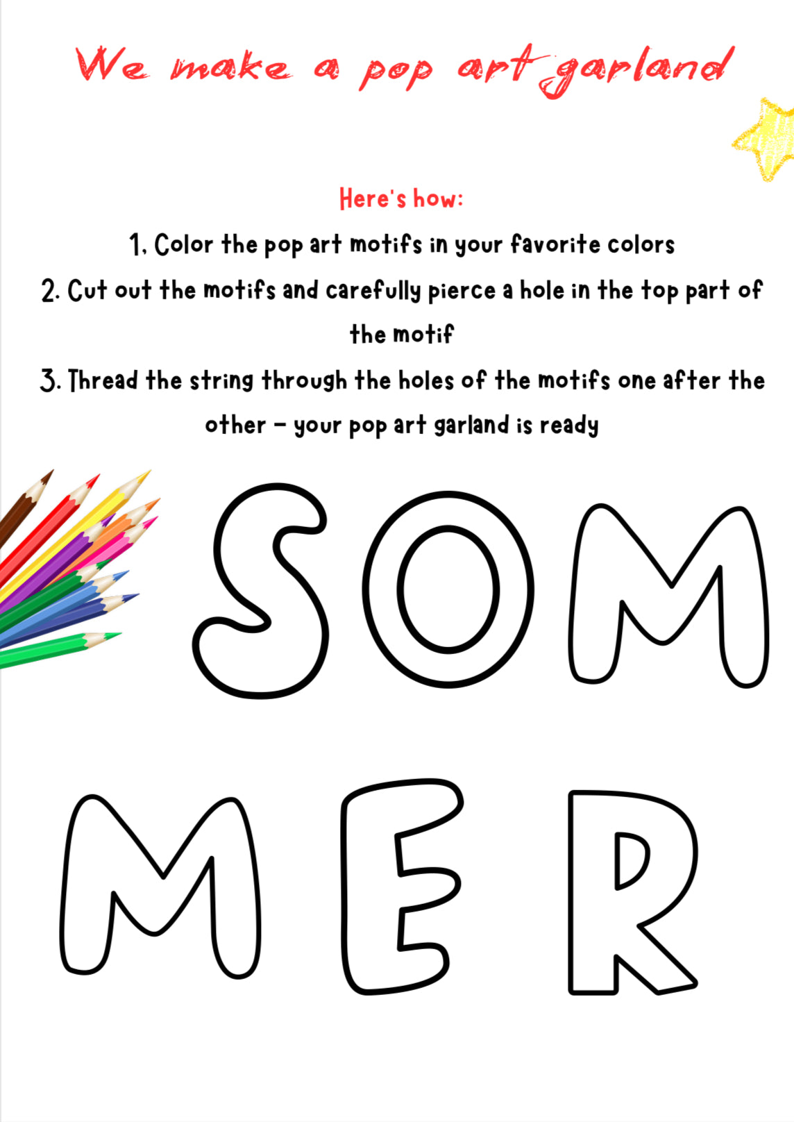 We Craft a Pop Art Garland – Printable Art Activity for Grades K–4