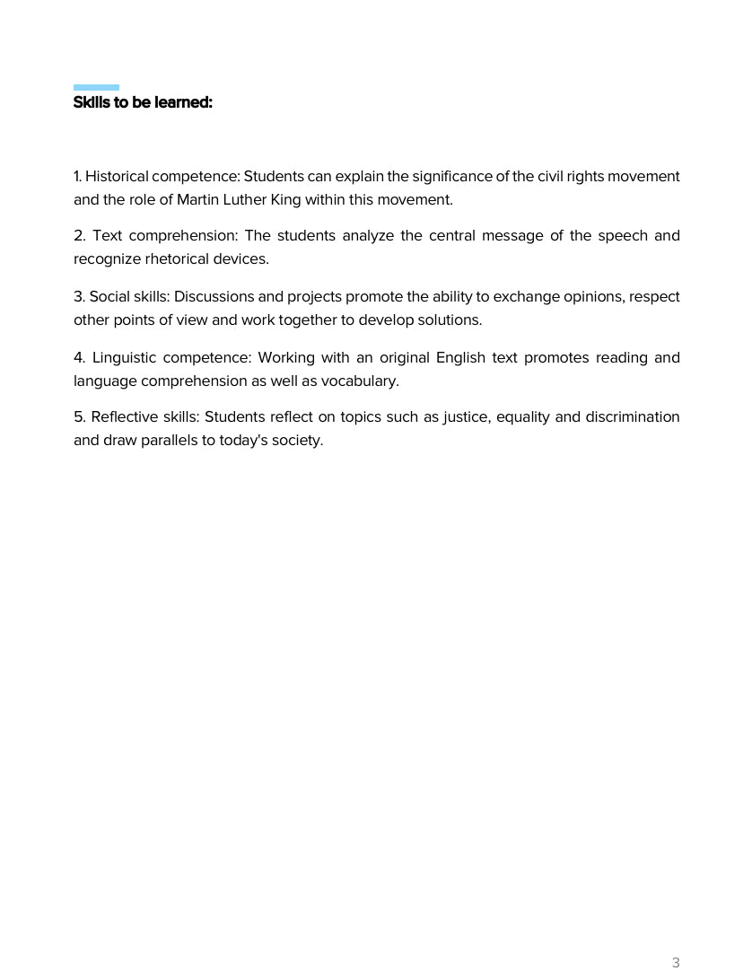 “I Have a Dream” Speech – Rhetoric, Civil Rights & Equality | Martin Luther King Jr. Analysis Workbook | GRADE 5–9
