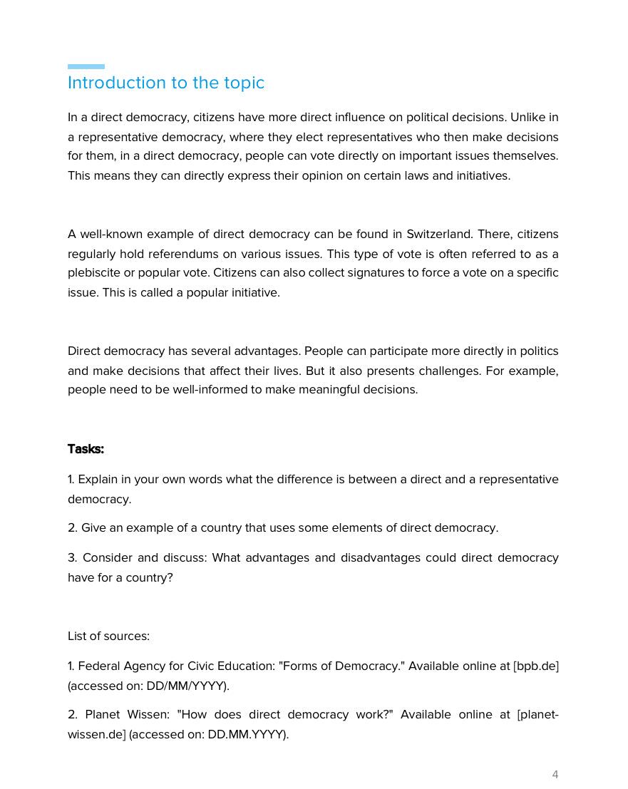 Direct Democracy Explained – Political Participation & Voting | Social Studies Resource | GRADE 5–9