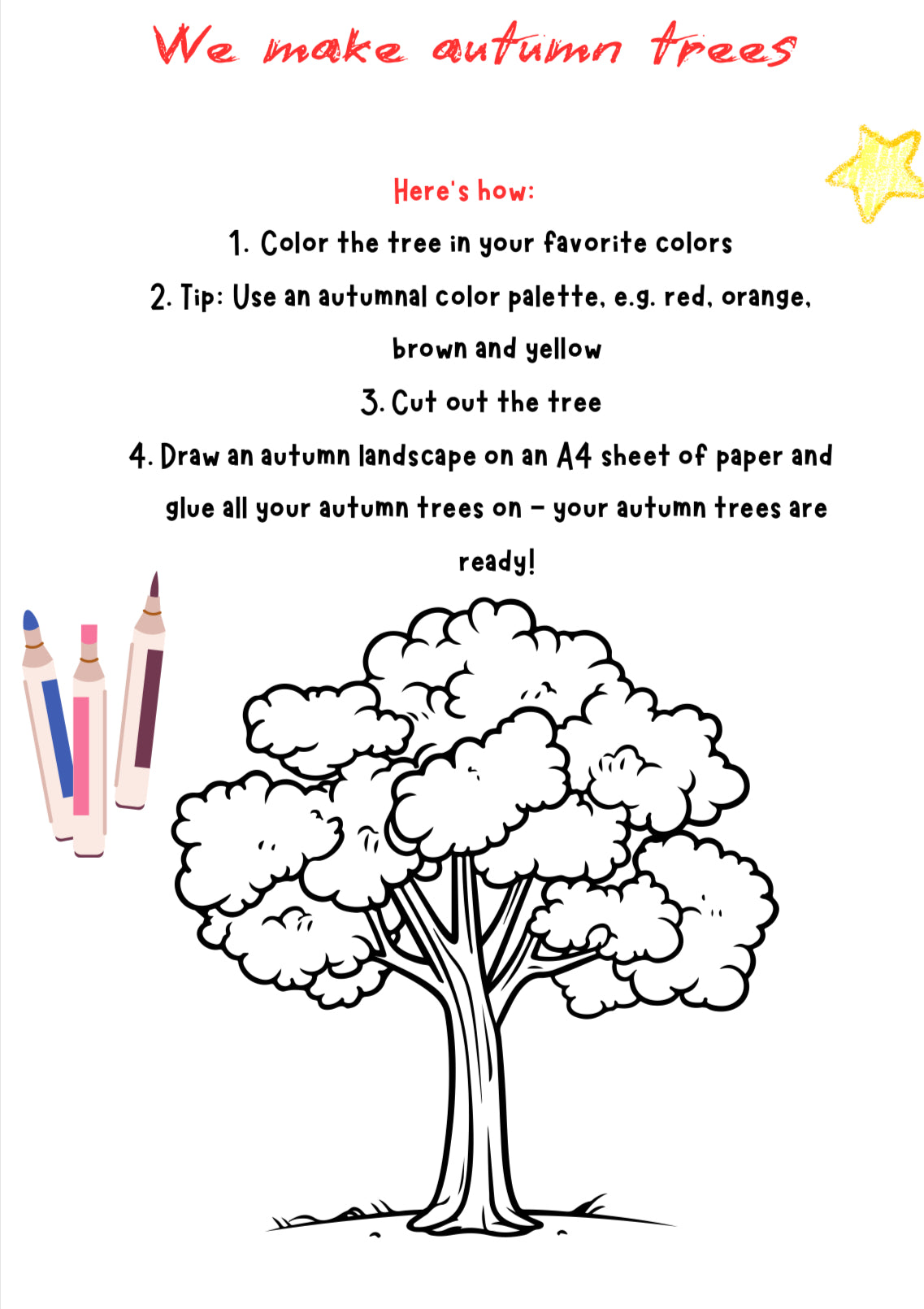 Autumn Tree Craft – Hands-On Fall Worksheet for Grades K–4