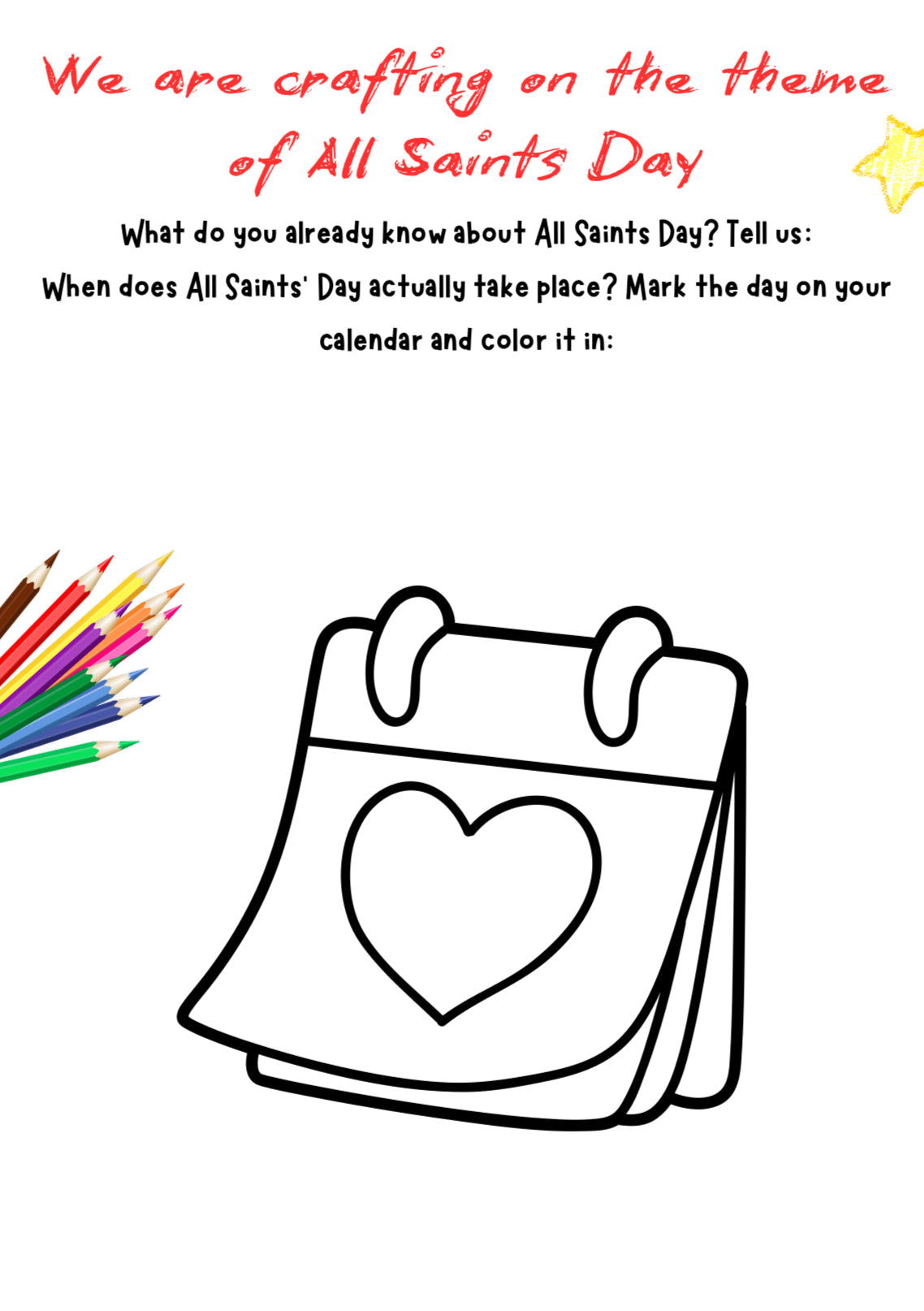 All Saints’ Day Craft – SEL and Art Worksheet for Elementary Grades