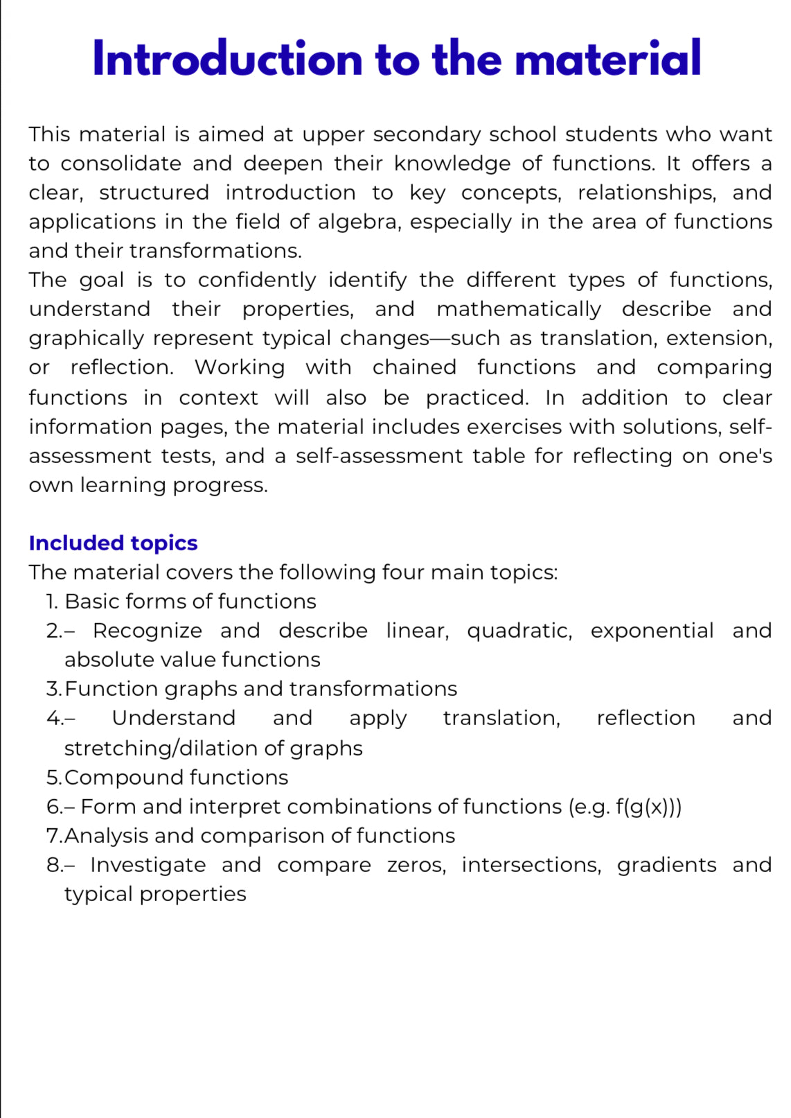 Algebra – Higher-Level Functions and Graph Transformations | Foundations for Pre-Calculus Workbook | GRADE 9–12