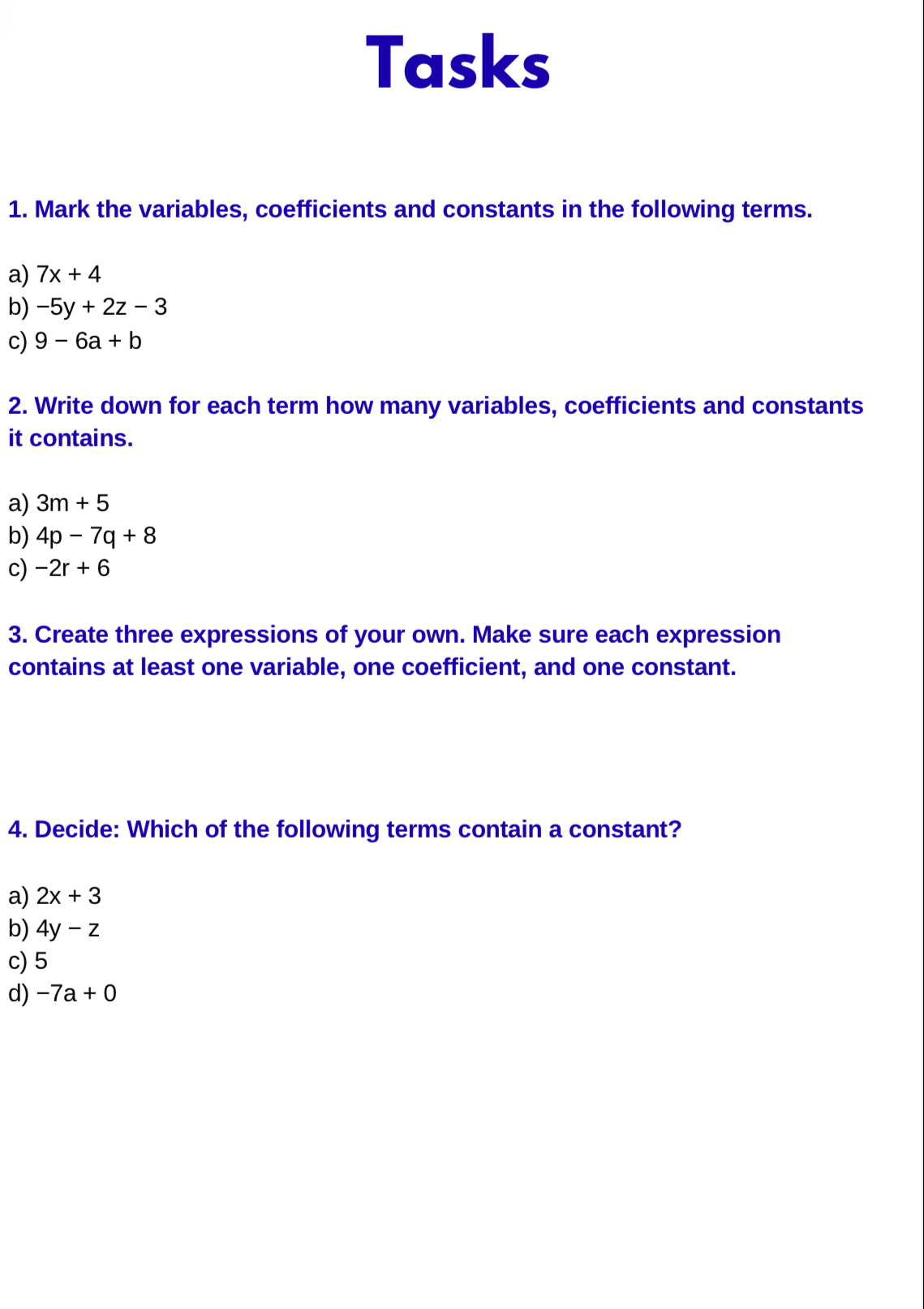 Algebra Basics – Understanding and Simplifying Algebraic Expressions | Math Resource | GRADE 5–9