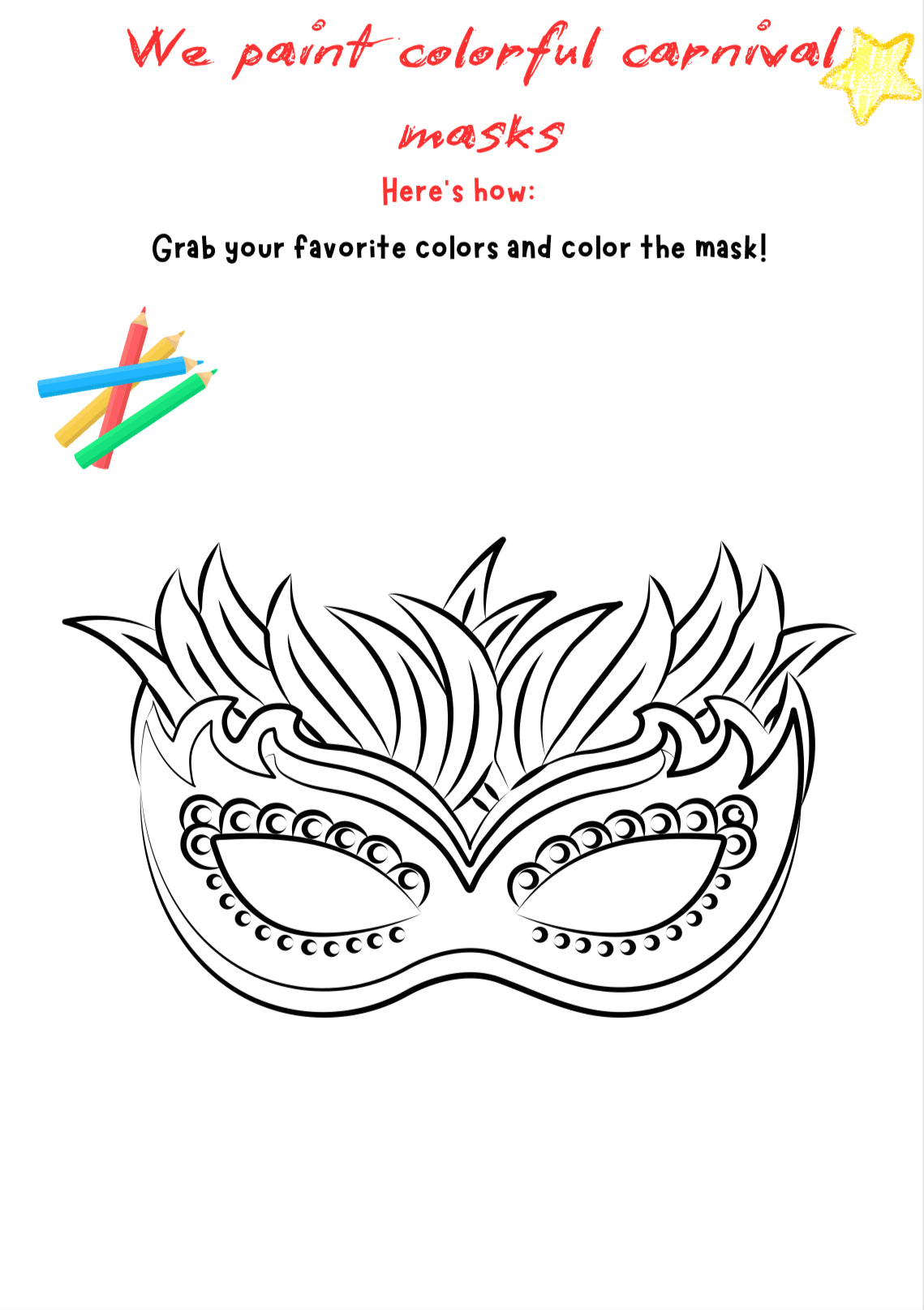 Carnival Mask Craft – Printable Worksheet for Grades K–4
