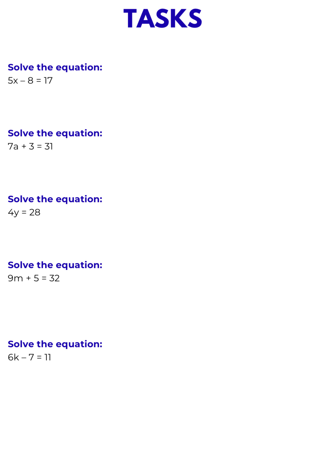 Algebra – Equations and Inequalities | Foundations Workbook for Problem Solving | GRADE 5–9