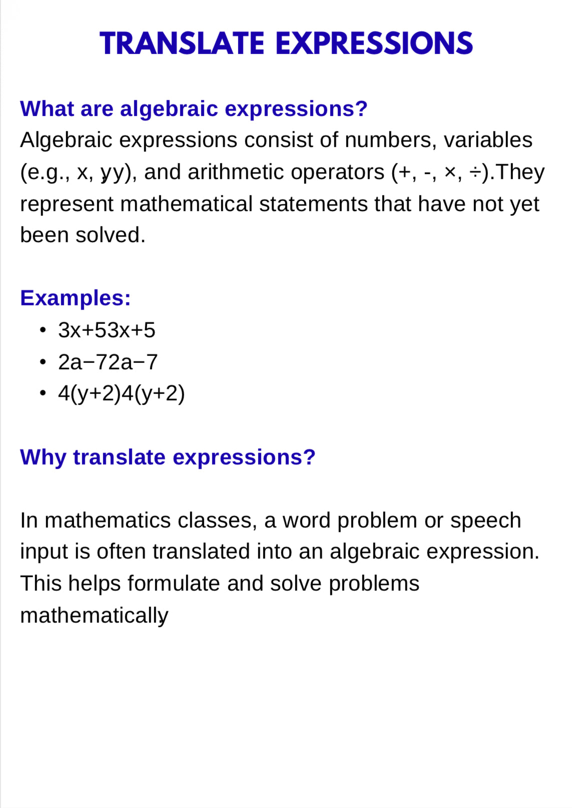 Algebra Basics – Understanding and Simplifying Algebraic Expressions | Math Resource | GRADE 5–9
