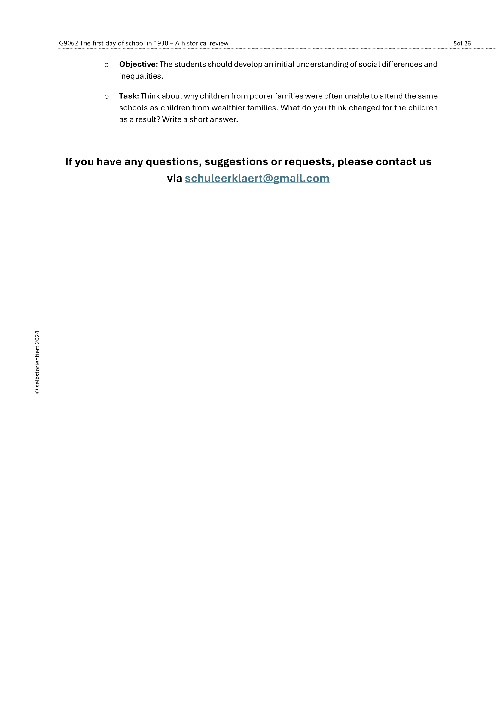 What Was School Like In 1930? - WORKBOOK | Grade 7 - 9