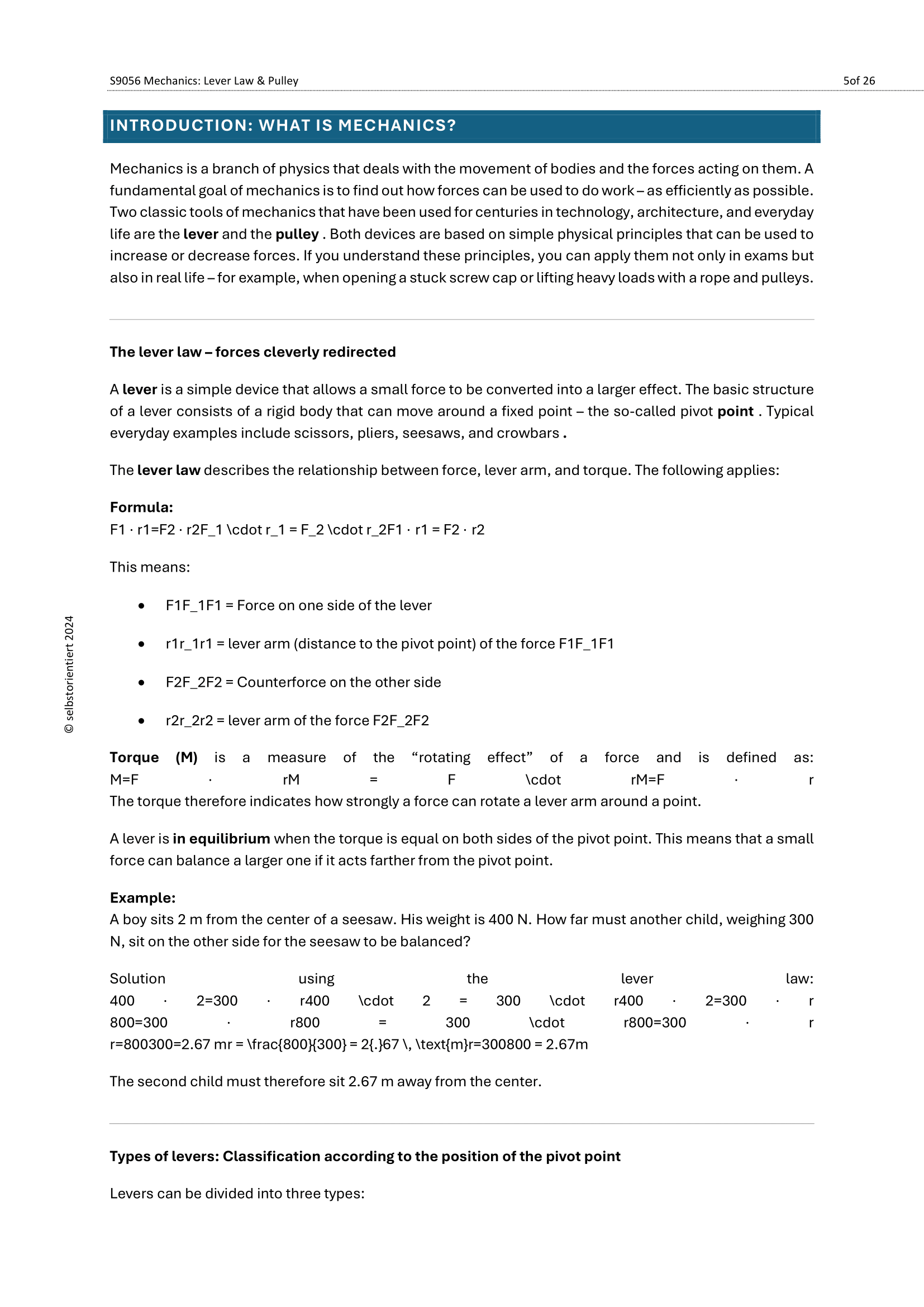 Levers & Pulleys – Physics Resource for Middle School (Grades 7–10)
