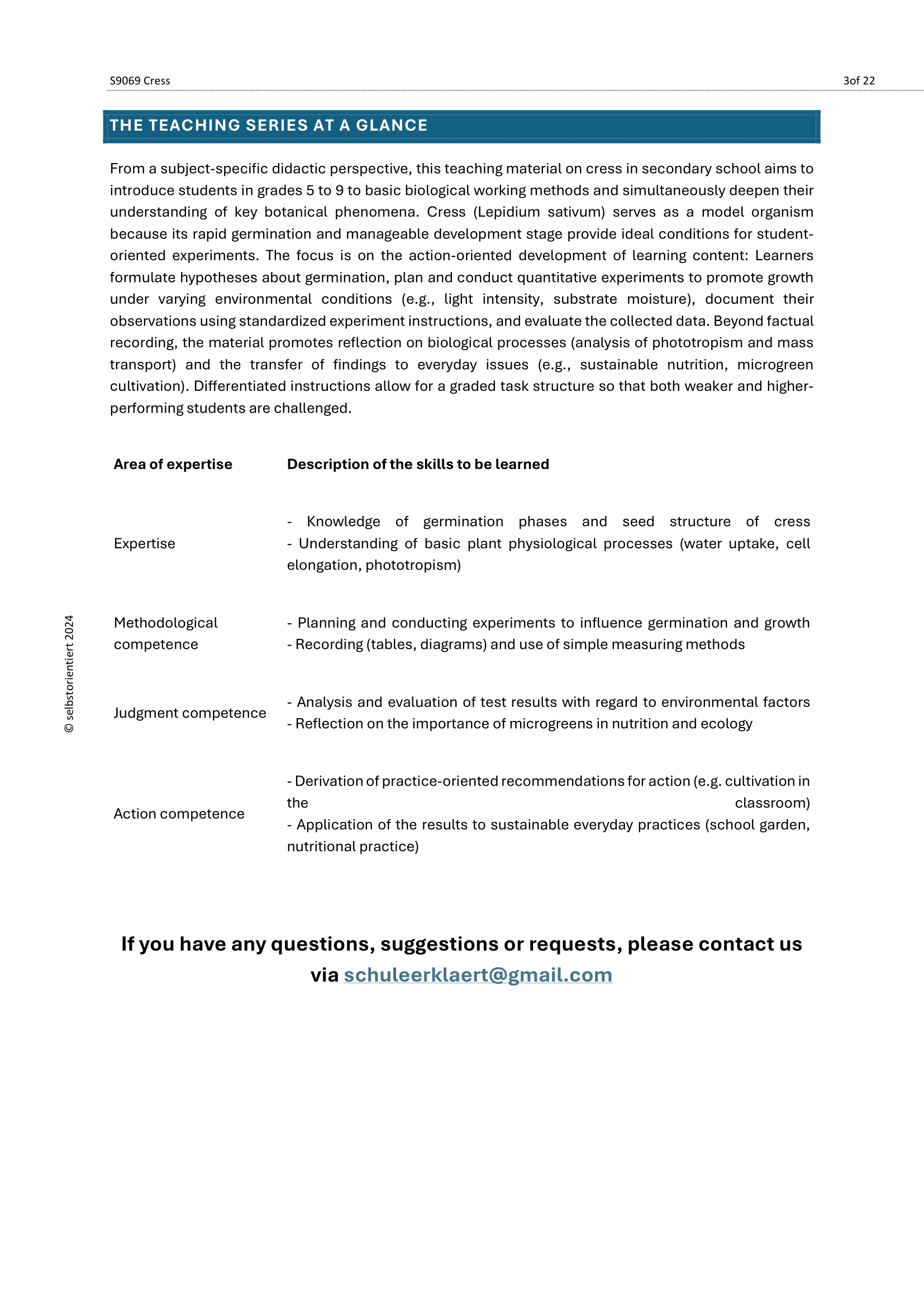 Cress in the Classroom – Biology Kit with Experiments (Grades 5–7)